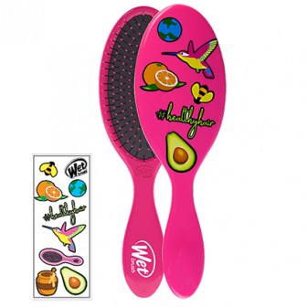 Wet Brush Detangler With Stickers Hair Brush Pink
