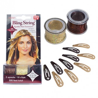 Mia Bling String Sparkly Hair Extensions - Hologram Gold & Bronze