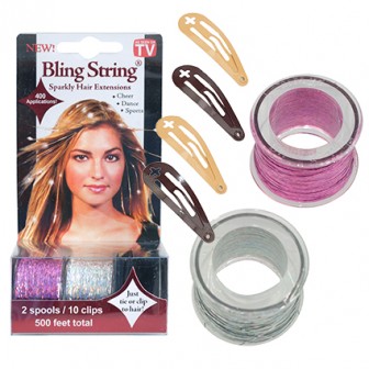 Mia Bling String Sparkly Hair Extensions - Pink & Silver