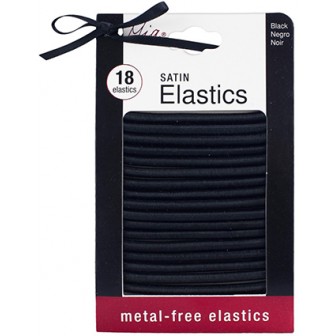 Mia Metal Free Satin Hair Elastics 18pc - Black