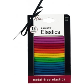 Mia Metal Free Hair Elastics Rainbow 18pc
