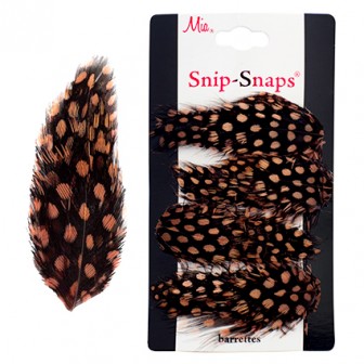 Mia Snip Snaps Hair Clips 4pc - Brown Feathers