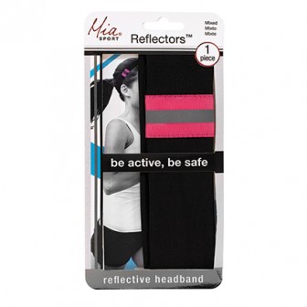 Mia Sport Reflector Headband - Black & Pink