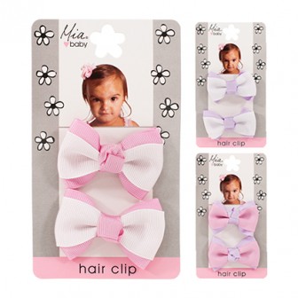 Mia Baby Ribbon Bow Hair Clip 2pc