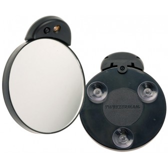 Tweezerman 10x Magnifying Lighted Mirror Attaches To Any Smooth Surface